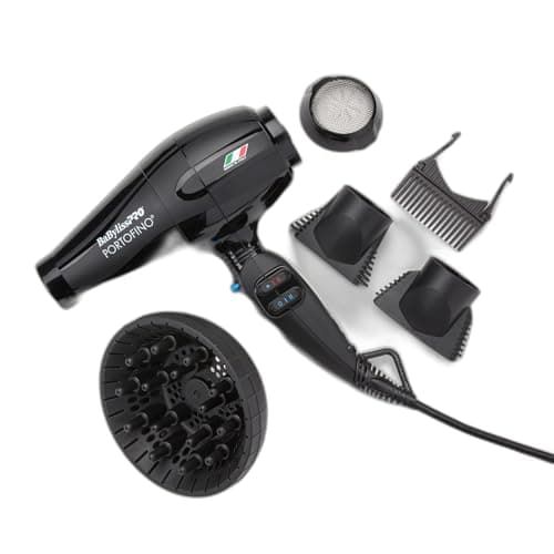 BaBylissPRO Nano Titanium Portofino Ionic Hairdryer with High Performance Italian Motor, 1875 watts Blow Dryer with 2 speed and 3 heat settings