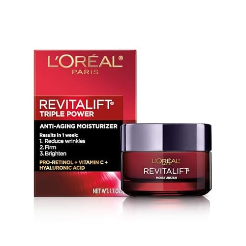 gal’Oréal Paris Fragrance-Free Day Cream, Reduces Look of Wrinkles & Firms Skin, with Pro-Retinol, Vitamin C & Hyaluronic Acid, Revitalift Triple Power LZR, 50ml