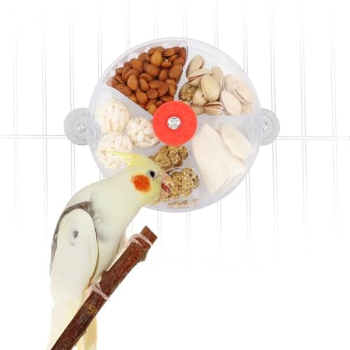 Bird Creative Foraging System Wheel Seed Food Ball Rotate Training Toy for Small and Medium Parrots Parakeet Cockatiel Conure (Transparent)