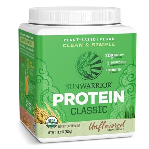 Vegan Organic Protein Powder Plant-based | Brown Rice Kosher Soy Free Sugar Free Gluten Free NON-GMO Dairy Free | Natural 30 Servings | Classic Protein by Sunwarrior
