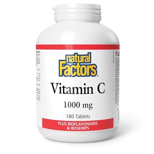 Natural Factors Vitamin C Plus Bioflavonoids & Rosehips 1000 mg 180 Tablets, Premium Non-GMO Vitamin C, Supports Healthy Bones and Teeth