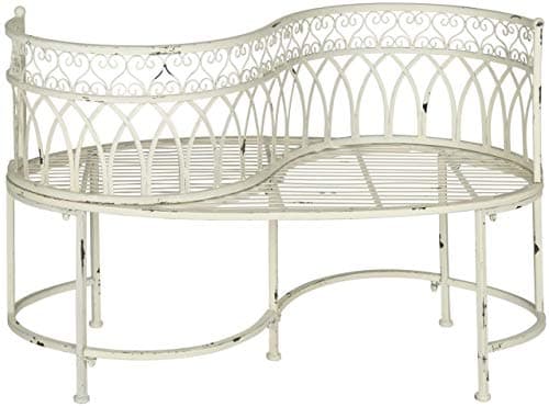 SAFAVIEH Outdoor Collection Lara Antique White Kissing Bench