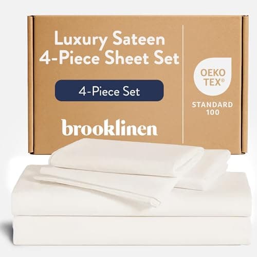 Brooklinen Luxe Core Sheet Set for California King Size Bed, Solid White - 4 Piece Set (1 Fitted Sheet, 1 Flat Sheet + 2 Pillowcases)…