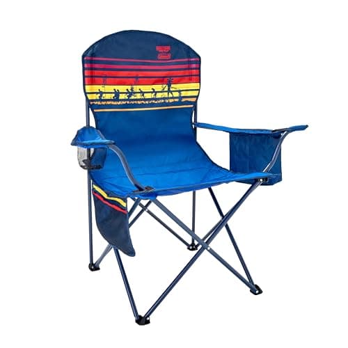 Coleman Quad Chair with 4-Can Cooler, Cup Holder & Side Pocket - Water-Resistant Oversized Camping Chair Supports up to 300 lb, Great for Tailgating, Camping & Outdoor Use, Carry Bag Included