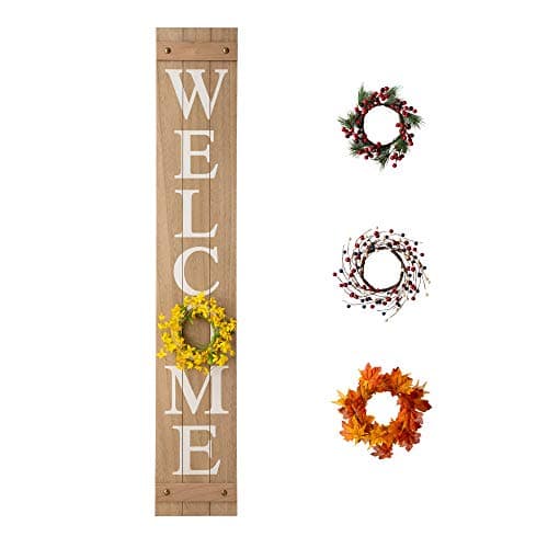Glitzhome 8.66 in. H Wooden/Jute Wall Sign 1308004232 - The Home Depot