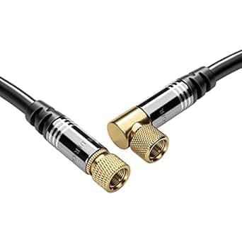 BlueRigger RG6 Coaxial Cable (20FT/6M, 90° Angled to Straight Male F ...