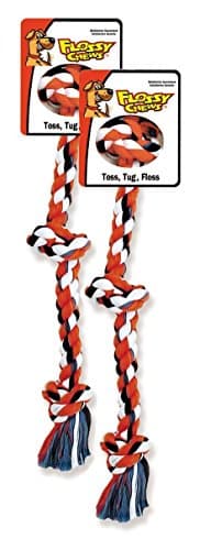 Mammoth Flossy Chews Cottonblend Color 3-Knot Rope Tug, Assorted Colors