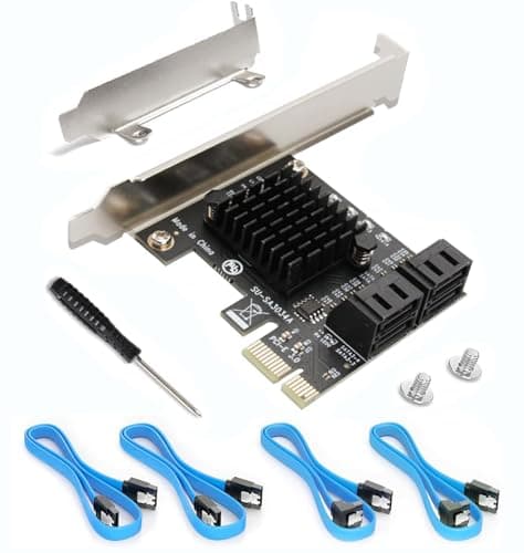 IO Crest 4 Port SATA III PCI-e 3.0 x1 Card Non-Raid with Low Profile Bracket ASMedia 1064 (SI-PEX40156)