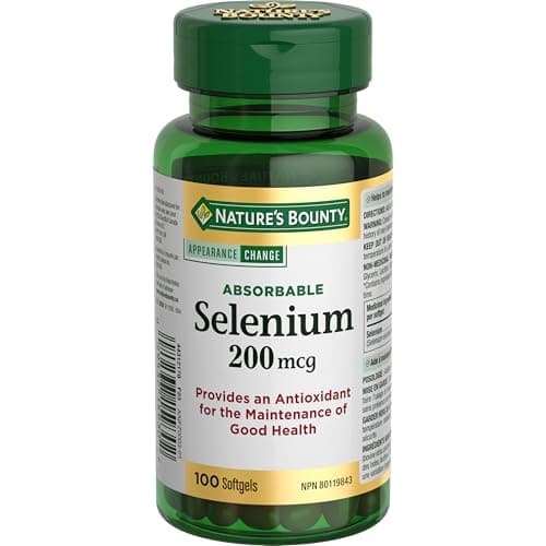 NATURE'S BOUNTY Selenium, Absorbable, 200 mcg, Provides Antioxidant For The Maintenance Of Good Health, Helps Maintain Normal Function Of Thyroid, Softgels, 62.3 g