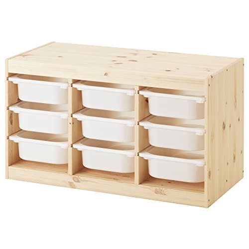 TROFAST storage combination with boxes, light white stained pine white ...