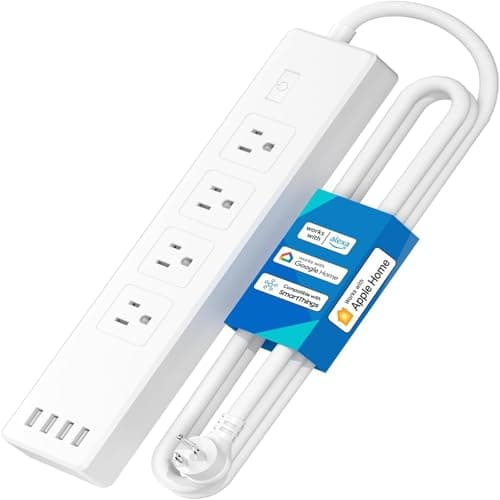 meross Smart Plug Power Strip, WiFi Flat Outlet 15A Compatible with Apple HomeKit, Siri, Alexa, Google Assistant & SmartThings, with 4 AC Outlets & 4 USB Ports