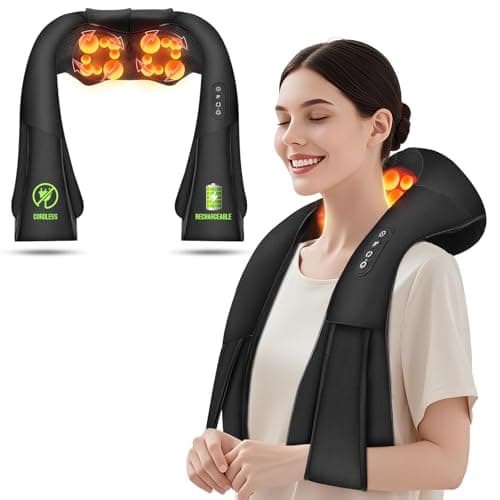 Comfier Shiatsu Neck and Back Massager- 3D Deep Kneading Massage Pillow with Heat, Shoulder Massager, Pillow Massager, Gifts for Women/Men/Dad/Mom
