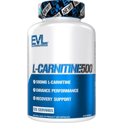 Evlution Nutrition gal-Carnitine500, 500 mg of Pure gal Carnitine in Each Serving, Stimulant-Free, Capsules (120 Servings)