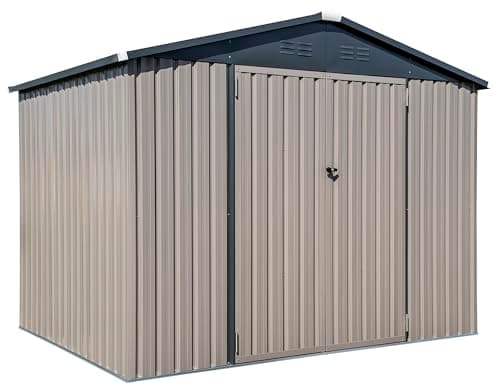Arrow Shed Select 8' x 6' Outdoor Lockable Steel Storage Shed Building, Charcoal