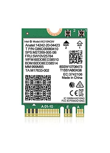 WiFi 6E AX210 NGW WiFi Card with Bluetooth 5.3 WAP3 MU-MIMO 802.11AX Wi-Fi Module Tri-Band (2.4GHz/5GHz/6GHz) 5374Mbps Wireless Network Card for Laptop M.2 NGFF Windows 10/11(64 bit)