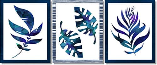 Set of 4 Indigo Leaf Prints - Wall Art Printable Prints