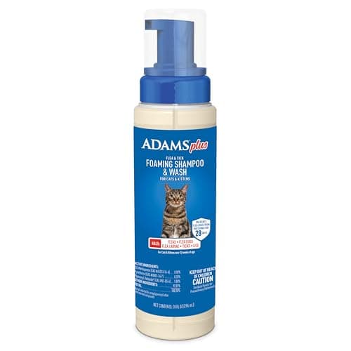 Adams Plus Flea & Tick Foaming Shampoo & Wash for Cats & Kittens, 10 ...