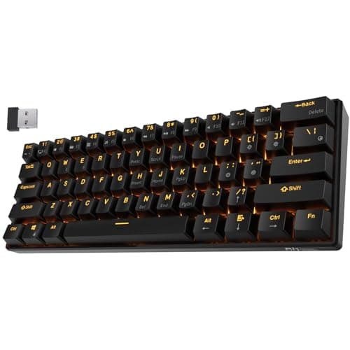 RK ROYAL KLUDGE RK61 Wired 60% Mechanical Gaming Keyboard Programmable QMK/VIA RGB Backlit 61 Keys Ultra-Compact Hot Swappable Red Switch White