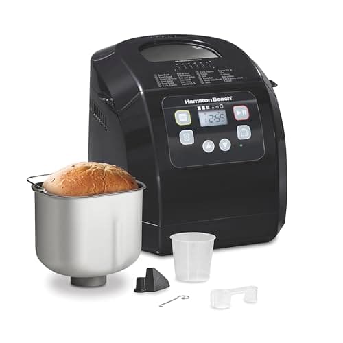 Hamilton Beach Digital Electric Bread Maker Machine Artisan and Gluten-Free, 2 lbs Capacity, 14 Settings, White and Stainless Steel (29987MN)