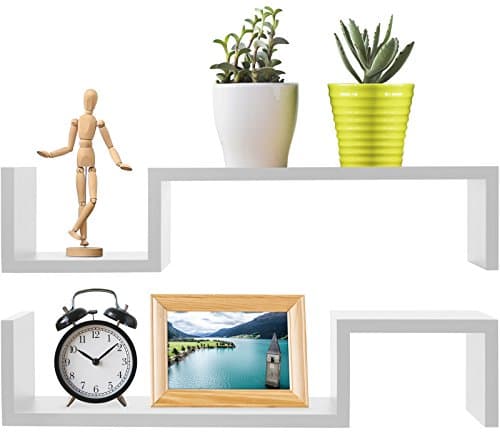 Amazon.com: Corner Shelf, Greenco Modern Design 2 Tier Floating Shelves ...