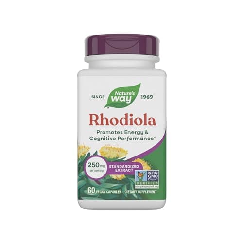 Nature’s Way Rhodiola Rosea – Cognitive Function Support such as Mental Focus & Stamina – Temporary Stress Relief - Non-GMO - 60 Vegetarian Capsules