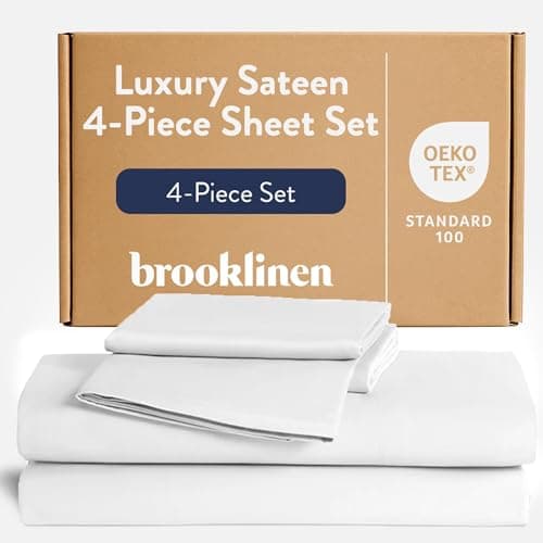 Brooklinen Luxe Core Sheet Set for California King Size Bed, Solid White - 4 Piece Set (1 Fitted Sheet, 1 Flat Sheet + 2 Pillowcases)…