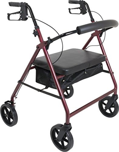 Probasics Heavy Duty Aluminum Bariatric Rollator with 8-inch Wheels, 400 Pound Weight Capacity, Burgundy