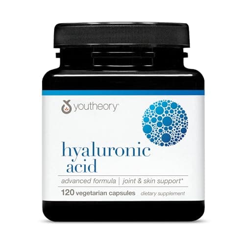 Youtheory Hyaluronic Acid Plus, Vegetarian Capsules, 60 Count, with Ceramides, Biotin, and Vitamin C. Helps Improve Skin Hydration.