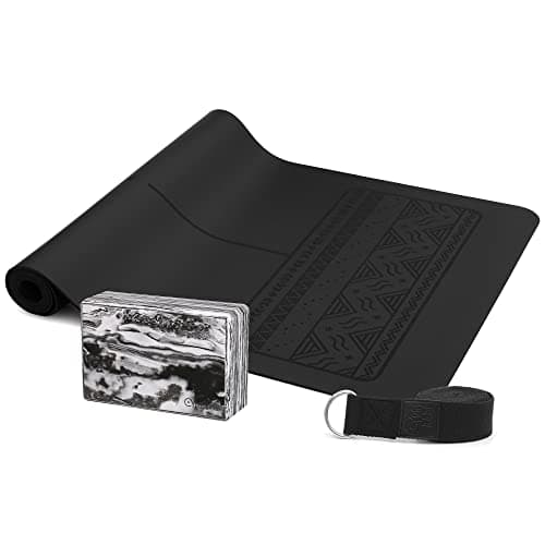 Yogi Bare BEGINNERS YOGA Set- Essential Yoga Kit to Build Strength and Technique - Extreme Grip PAWS Yoga Mat, Yoga Black, Yoga Belt Strap