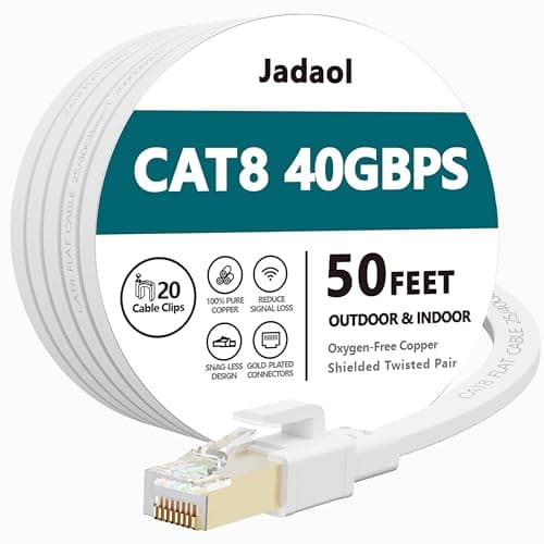 Jadaol Ethernet Cable 50 ft, Supports Cat 8 / Cat 7 Standard, High ...