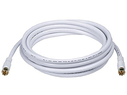 Monoprice 106315 10-Feet RG6 Quad Shield CL2 Coaxial Cable with F-Type Connector, White
