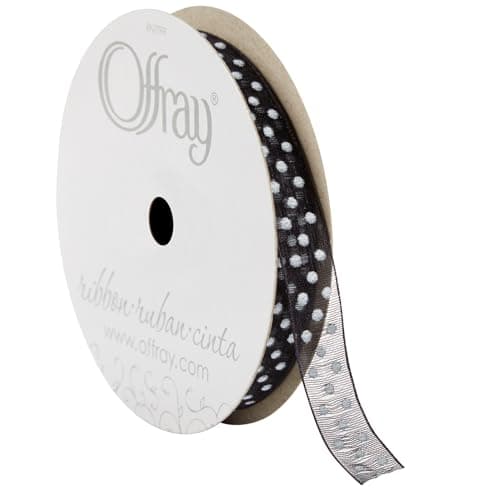 (2 pack) Offray Ribbon, White 2 1/2 inch Wired Edge Sheer Metallic ...