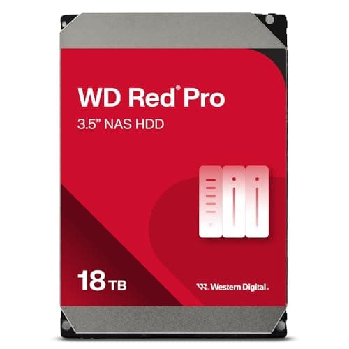 Western Digital 18TB WD Red Pro NAS Internal Hard Drive HDD - 7200 RPM, SATA 6 Gb/s, CMR, 256 MB Cache, 3.5" - WD181KFGX