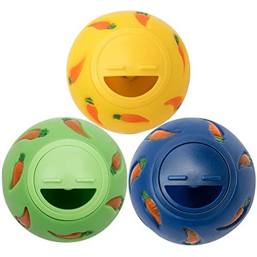 Niteangel Small Animal Treat Ball, Snack Ball for Guinea Pigs, Rabbits, Hedgehogs and Other Small Pets (Yellow, Blue & Green)