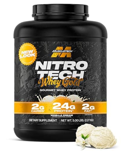 Muscletech Whey Protein Powder - Nitro-Tech Ultimate Muscle Building Formula with Whey Protein Isolate & Peptides - 30g of Protein, 3g of Creatine & 6.8g of BCAA - Vanilla Cream, 5 Pound (Pack of 1)