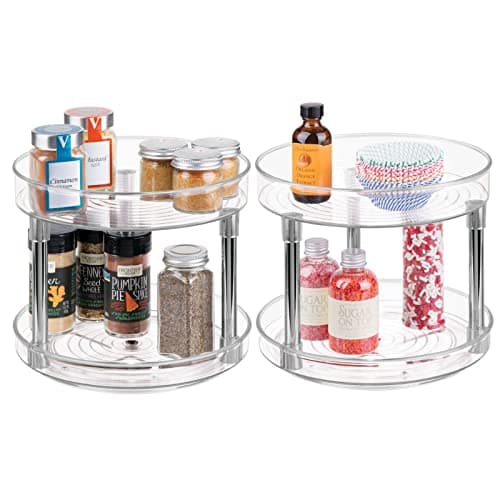 mDesign - Spinning 2-Tier Lazy Susan Turntable Storage Tower - 2 Pack ...