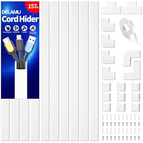 254 in Cable Concealer Raceway, Delamu Cord Cover, Wire Hider for Wall ...