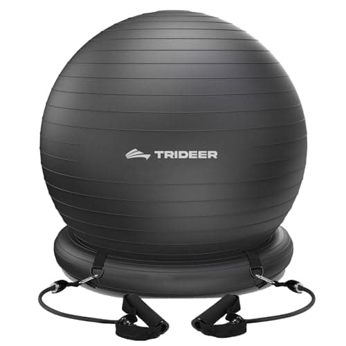 Trideer Extra Thick Yoga Ball Exercise Ball, 5 Sizes Ball Chair, Heavy Duty Swiss Ball for Balance, Stability, Pregnancy, Physical Therapy, Quick Pump Included