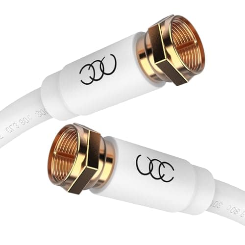 Ultra Clarity Cables Coaxial Cable (50 ft) Triple Shielded - RG6 Coax TV Cable Cord Wire in-Wall Rated - Digital Audio Video with Male F Gold Plated Connectors -50 feet