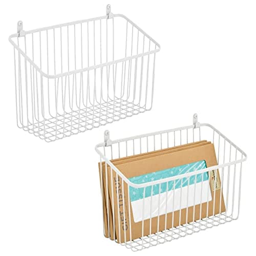 mDesign Small Metal Wire Wall Mount Hanging Storage Basket Bin, 2 Pack ...