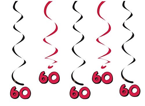 Creative Converting 33025 5 Count 60th Dizzy Danglers, Black/Red