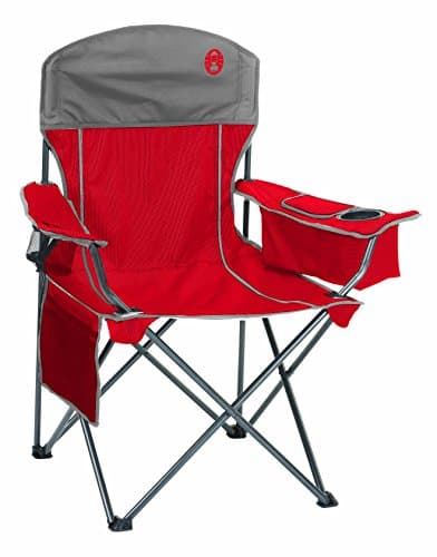 Coleman Quad Chair with 4-Can Cooler, Cup Holder & Side Pocket - Water-Resistant Oversized Camping Chair Supports up to 300 lb, Great for Tailgating, Camping & Outdoor Use, Carry Bag Included