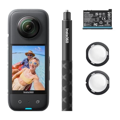 Insta360 Get-Set Bundle- Insta360 X3 Waterproof 360 Action Camera with 1 2 48Mp Sensors, Active HDR Video, 72Mp 360 Photo, 4K Single Lens, 60Fps Me Mode, Stabilization, 2.29 Touchscreen, Ai Editing