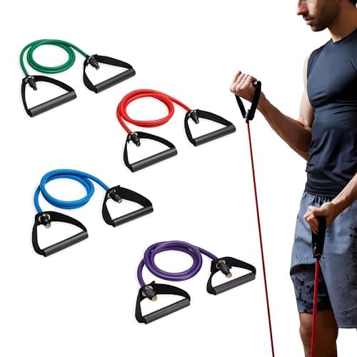 SPRI Braided Xertube Resistance Bands – Premium Exercise Band for Men & Women – Workout Equipment for Home Gym Fitness Training – Comfort Grip for Strength, Weights, and Resistance - Medium