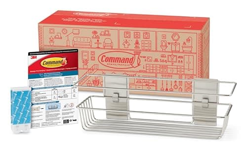 Command Bath Shower Caddy, Satin Nickel, 1 Caddy, 4 Water Resistant ...