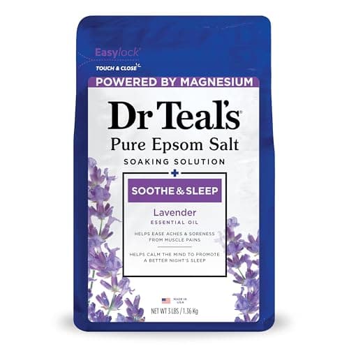 Dr Teals Pure Epsom Salt Soaking Solution, Soothe & Sleep With Lavender, 3 Pound Bag