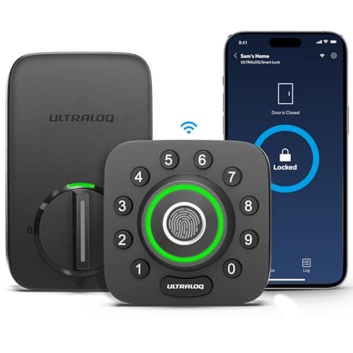 ULTRALOQ U-Bolt Pro WiFi Smart Lock with Door Sensor, 8-in-1 Keyless Entry Built-in WiFi, Fingerprint ID, Smartphone, Auto Unlock, Lock, Deadbolt, ANSI Grade 1 Certified Black (U-Bolt-Pro-WiFi-CA)