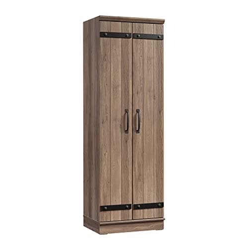 Sauder HomePlus 2-Door Farmhouse Storage Pantry cabinets, gal: 23.31" x W: 17.01" x H: 70.91", Salt Oak Finish