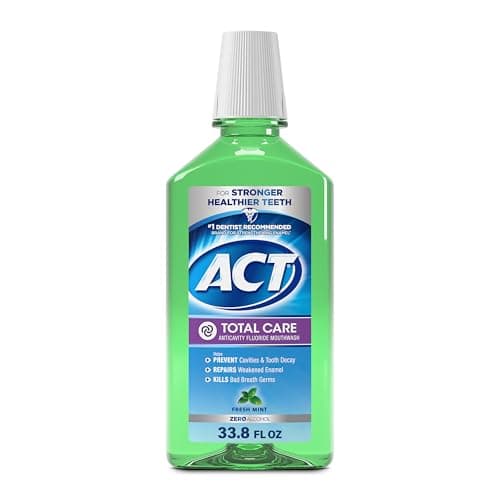 ACT Anticavity Fluoride Mouthwash, Mint, Alcohol Free, 18-Ounce Bottle (Pack of 3)