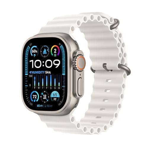 Apple Watch Ultra 2 [GPS + Cellular, 49mm] - Titanium Case With White Ocean Band, One Size (Renewed)